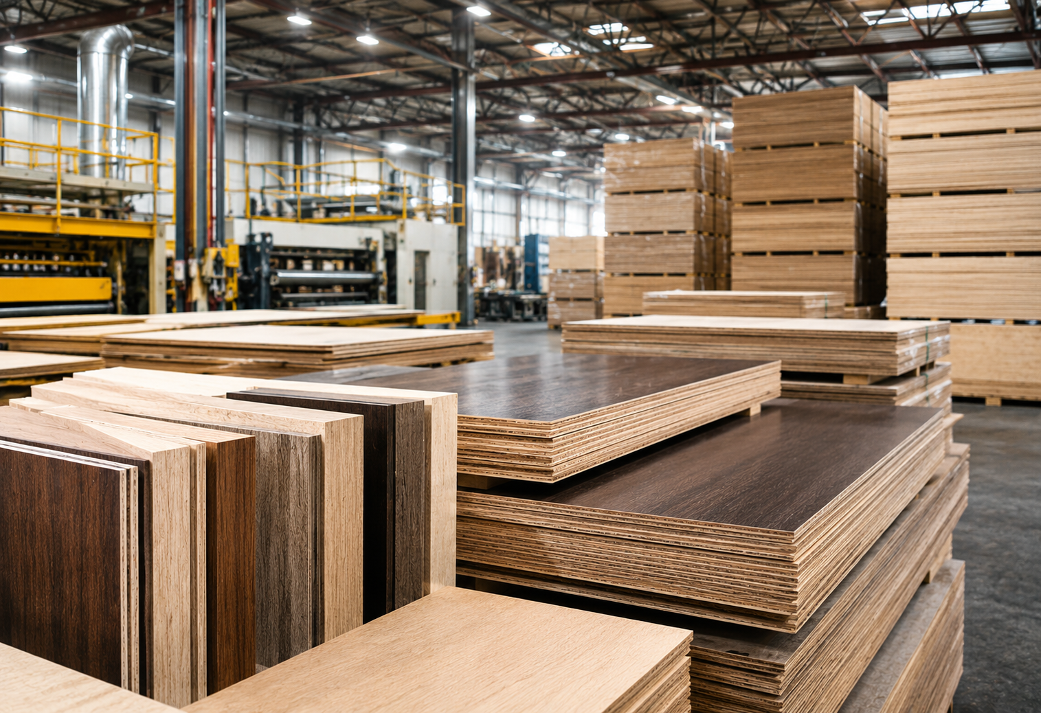 Stacked plywood logs